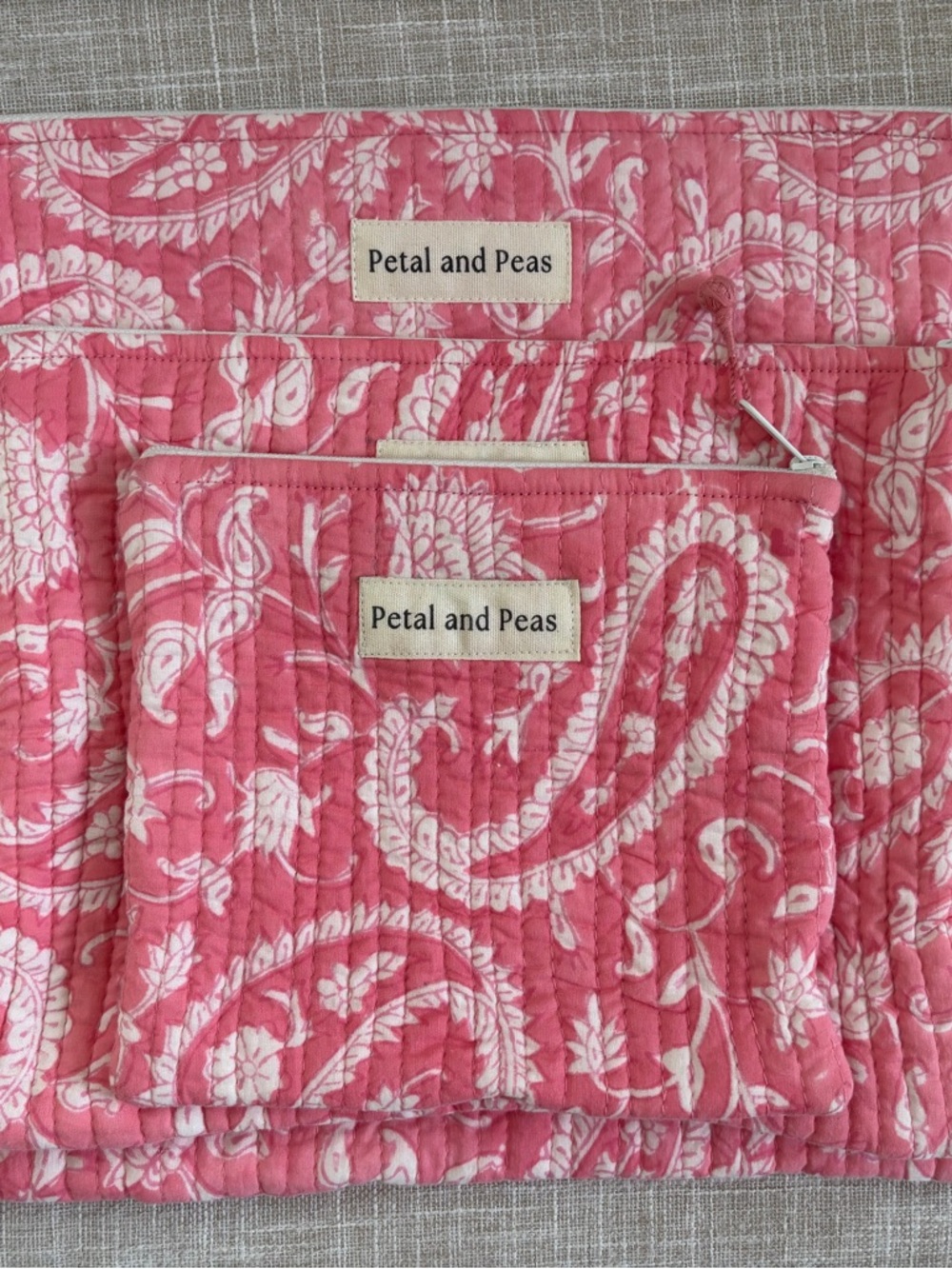 Petal and Peas Pink Paisley Quilted Bag Set